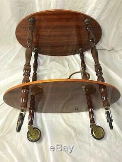 1 Antique French Louis Style Marquetry Oval Server Bar Champagne Drinks Trolley