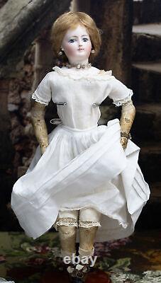 15 1/2 Antique French Early Bisque Poupee Fashion Bridge Doll by DOLEAC