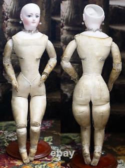 15 1/2 Antique French Early Bisque Poupee Fashion Bridge Doll by DOLEAC