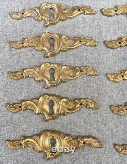 15 french antique furniture ornaments lot Mid-1900's brass Louis XV style