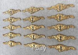 15 french antique furniture ornaments lot Mid-1900's brass Louis XV style