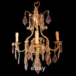 1535 Antique french Louis XV style bronze and glass chandelier