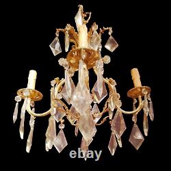 1535 Antique french Louis XV style bronze and glass chandelier