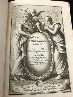 1688 Le Breviaire Romain Denis Thierry Antique Book French 17th Louis XIV