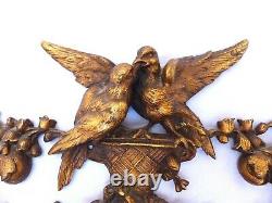 17 XL French Gilded Bronze BIRDS Louis XVI Pediment Hardware Furniture Salvage
