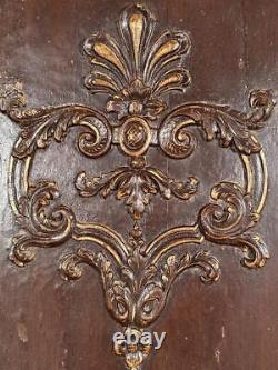 1700's Louis XIV Style French Antique Painted/Gilded Oak Wood Panel