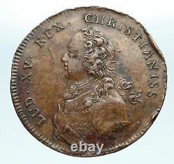 1734 FRANCE King LOUIS XV Saint Germaine of Paris Antique FRENCH Medal i84101