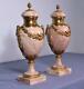 18 Xxl Pair Of Antique French Louis Xvi Bronze & Marble Urns/vases