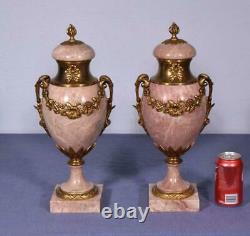 18 XXL Pair of Antique French Louis XVI Bronze & Marble Urns/Vases