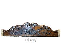 18 th C Scroll leaves wood carving pediment Antique French architectural salvage