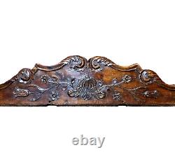 18 th C Scroll leaves wood carving pediment Antique French architectural salvage