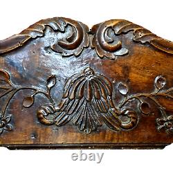 18 th C Scroll leaves wood carving pediment Antique French architectural salvage