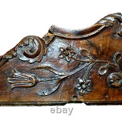 18 th C Scroll leaves wood carving pediment Antique French architectural salvage