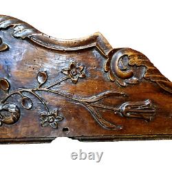 18 th C Scroll leaves wood carving pediment Antique French architectural salvage