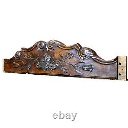 18 th C Scroll leaves wood carving pediment Antique French architectural salvage