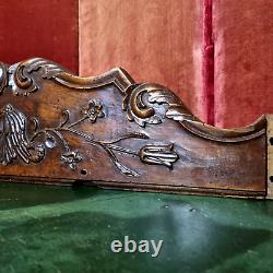 18 th C Scroll leaves wood carving pediment Antique French architectural salvage