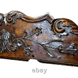 18 th C Scroll leaves wood carving pediment Antique French architectural salvage