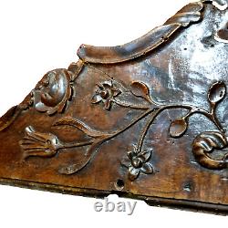 18 th C Scroll leaves wood carving pediment Antique French architectural salvage