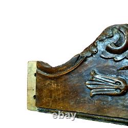 18 th C Scroll leaves wood carving pediment Antique French architectural salvage