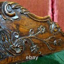 18 th C Scroll leaves wood carving pediment Antique French architectural salvage