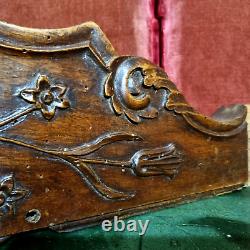 18 th C Scroll leaves wood carving pediment Antique French architectural salvage