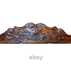 18 th C Scroll leaves wood carving pediment Antique French architectural salvage