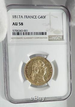 1817 FRANCE King Louis XVIII Large 40 Francs Antique French GOLD Coin NGC i80920
