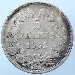 1832 A FRANCE King Louis Philippe I French Antique Silver 5 Francs Coin i114923
