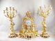 1840 French Louis Xv Antique Clock Set Of Bronze With Original Gold Leaf Finish