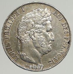 1845 FRANCE King Louis Philippe I French Antique OLD Silver 5 Francs Coin i93761