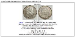1845 FRANCE King Louis Philippe I French Antique OLD Silver 5 Francs Coin i93761