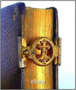 (1862) CLASPED Christian Wedding Book? ENGRAVED? Antique Fine Binding Bible