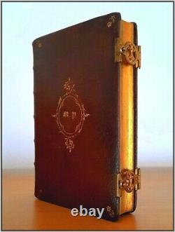 (1862) CLASPED Christian Wedding Book? ENGRAVED? Antique Fine Binding Bible