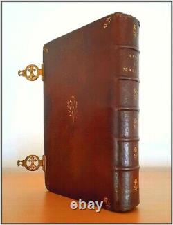 (1862) CLASPED Christian Wedding Book? ENGRAVED? Antique Fine Binding Bible