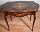 1870 Antique French Louis Xv Rosewood Inlaid Center Table / Hall Table