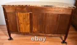 1880 Antique French Louis XVI Walnut & Satinwood marble top Sideboard buffet