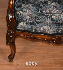 1880s Antique French Louis XV Walnut Berger wingback living room chair