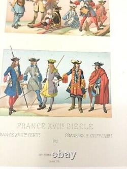 1888 Antique French Print 17th Century The Sun King Louis XIV Military Soldiers