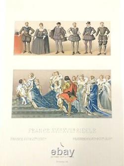 1888 Antique French Print Royal Court Dress King Louis XIV XIII House of Bourbon