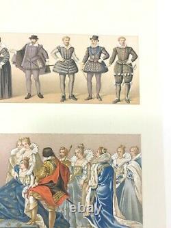 1888 Antique French Print Royal Court Dress King Louis XIV XIII House of Bourbon