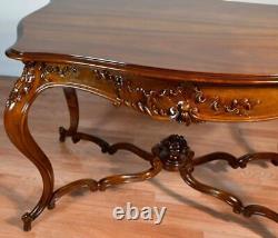 1890 Antique French Louis XV Rococo carved Walnut center table / hall table