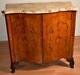 1890s Antique French Louis Xv Satinwood Inlaid & Marble Top Bar Liquor Cabinet
