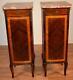 1890s Antique French Louis Xvi Walnut & Satinwood Marble Top Pair Lingerie Stand