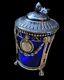 18th C Antique French Sterling Silver & Bleu Glass Mustard Pot, Louis Xvi Period