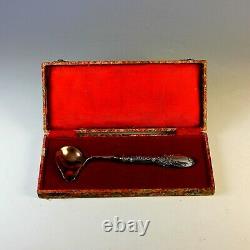 19 thC French Serving Gravy Sauce Ladle withSterling Silver Handle Box