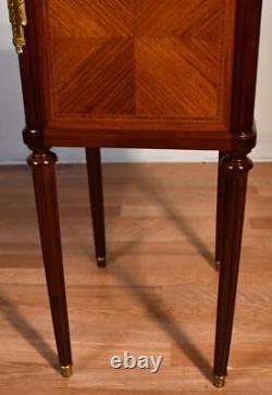 1900 Antique French Louis XVI Walnut & Marble Top Nightstand / Bedside Table