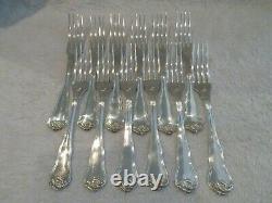 1900 French sterling silver 12 dinner forks Louis XV st foliages Henin