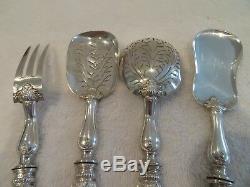 1900 french sterling guilloche silver appetizer serving set 4p Louis XVI st