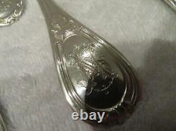 1900 french sterling silver 12p dinner cutlery set Louis XVI st Henin Boyer