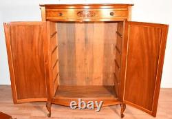1900s Antique French Louis XV Satinwood inlaid & marble top wardrobe / dresser